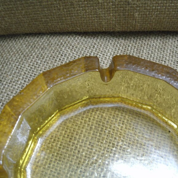 Vintage Blenko Amber Glass Pebble Textured Ashtray - Picture 9 of 14